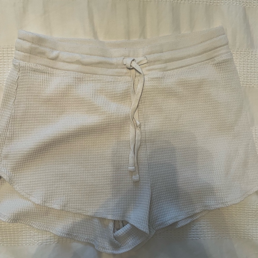TNA White Waffle-Knit Athletic Lounge Shorts